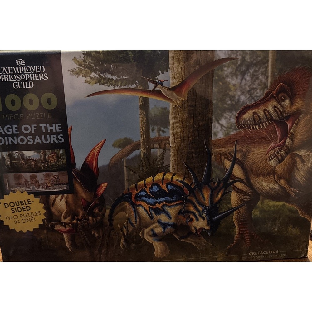 Unemployed Philsophers Guild Age of the Dinosaurs Double Sided 1000 Piece Puzzle